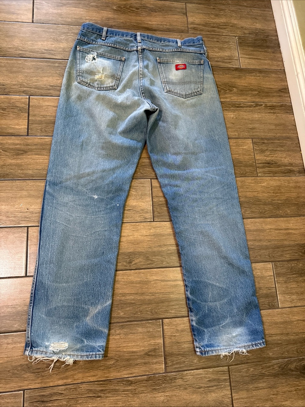 Vintage Dickies  Jeans 38X34  Reg Fit Faded Wash Denim Baggy 90s Light Distress